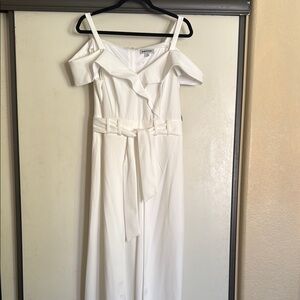 Shelby & Palmer White Off-Shoulder Jumpsuit